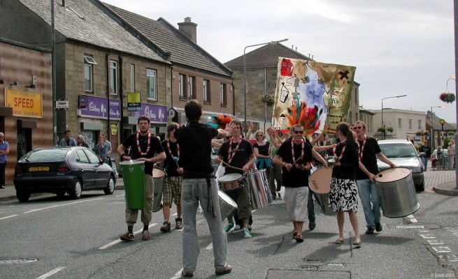 2007, Drumming band in Main Street
Brazilian Drumming Band, all the way from Lochwinnoch apparently.
