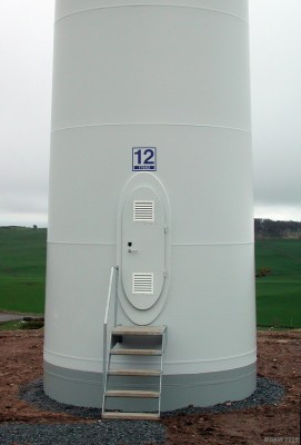 Take me to your leader
Not an alien invasion but the base of Turbine 12 at Haupland Muir windfarm above West Kilbride on the Ayrshire coast.  The 12 turbines are spread out over an area of some 160 hectares.
