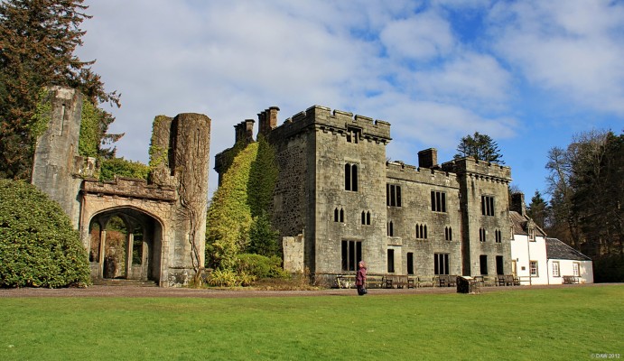 Ruins of Armadale Castle, Skye
Built around 1790 it replaced a previous mansion house. In 1815 it was extended to form Armadale Castle but a fire in 1855 destroyed much of the original house which was rebuilt as you see today.  The house and castle have been associated with Clan Donald since the 17th century but in 1925 they moved out into a smaller house leaving this one to the elements.  The grounds contain The Museum of the Isles, giving a history of the MacDonalds on Skye. 

