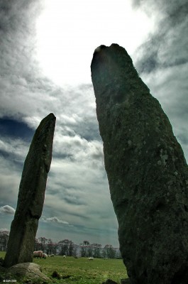 Two of the Ballymeanoch Standing Stones
The number of stones and other prehistoric monuments in Kilmartin Glen makes you think there must have been many people living in the area as long as 3000 years ago.  Cremation deposits have been found near these stones but their exact purpose can only be guessed at.  [url=http://www.streetmap.co.uk/map.srf?X=183361&Y=696402&A=Y&Z=115/] Map location. [/url]
