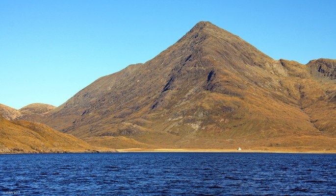Camasunary Bay, Isle of Skye
Looking over towards Camasunary Bay from Loch Scavaig.  Bla Bheinn rises to some 928 metres in the background.  The white house is the Camasunary Bothy for walkers.  [url=http://streetmap.co.uk/map.srf?X=150094&Y=815926&A=Y&Z=126/] Map locatotion. [/url]
