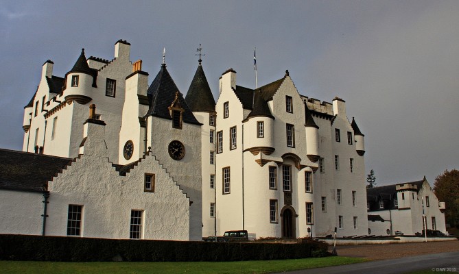 Blair Castle, Blair Athol
The Eastern front of [url=http://www.blair-castle.co.uk/]Blair Castle [/url].  The oldest parts date from the 13th century but most of what you see today was built in the 1870s including the Ballroom on the extreme right of the picture.
