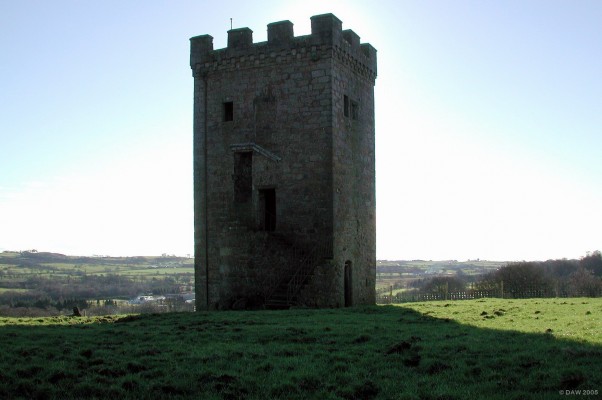 Caldwell Tower silhouetted looking South West

