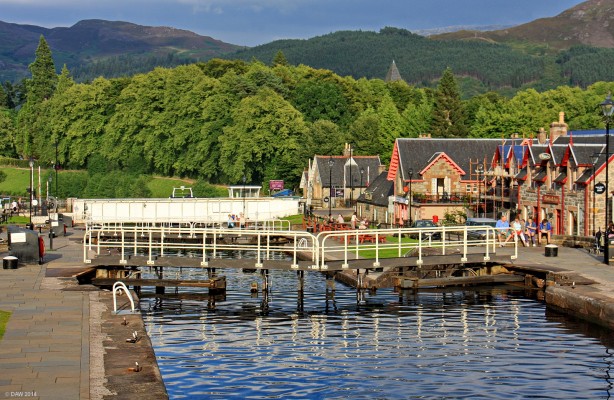 Caledonian Canal, Fort Augustus
The evening sun illuminates the locks that take the Caledonian Canal down to the level of Loch Ness. [url=http://www.streetmap.co.uk/map.srf?X=237752&Y=809125&A=Y&Z=120/] Map location. [/url]
