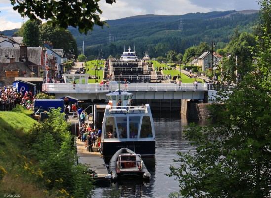 Canal Locks, Fort Augustus
A view of the Canal Locks that brings the level of the Caledonian Canal down to that of Loch Ness.  [url=https://streetmap.co.uk/map.srf?X=238006&Y=809201&A=Y&Z=115/] Map location. [/url]
