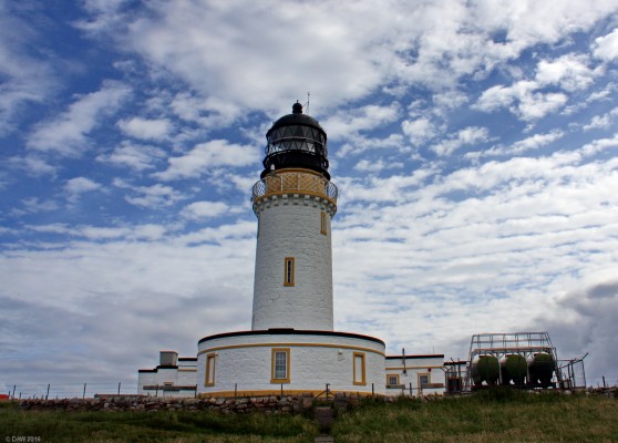 Cape Wrath Lighthouse
Cape Wrath lighthouse was built in 1828 by Robert Stevenson at a cost of 14,000 pounds.  The tower is built from hand dressed stone and the rest of the building is constructed of large blocks of granite quarried from nearby Clash Carnoch. [url=http://streetmap.co.uk/map.srf?X=225959&Y=974794&A=Y&Z=115/] Map location. [/url]
