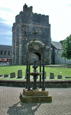 Castle of St Johns, Stranraer
Located in the town centre of Stranraer, it was build in 1510 by Ninian Adair, a powerfull laird of Wigtonshire.  Between 1815 and 1907 it was used as the town jail.  The cast-iron drinking fountain in the foreground was made by Walter Macfarlane & Co in 1897 and was erected to commeorate the reign of Queen Victoria. [url=http://www.streetmap.co.uk/map.srf?X=205852&Y=560851&A=Y&Z=115/] Map location. [/url]
