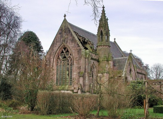 Chapel, Ardgowan House, Inverkip
This small chapel was built as an addition to Ardgowan House in 1854, sadly, it has been left to fall in to disrepair despite being included in the Catagory A listing of Ardgowan house.
