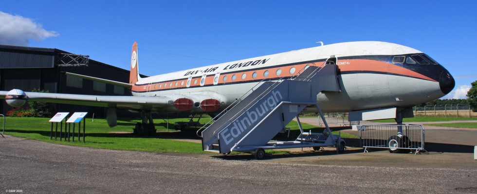 de Havilland DH.106 Comet 4C, Museum of Flight
This aircraft was originally built for the RAF in 1961 but was bought by Dan Air in 1975 and was operated by them until 1980.  The last Comet 4C to fly was this aircraft when it flew to East Fortune in 1981.  
