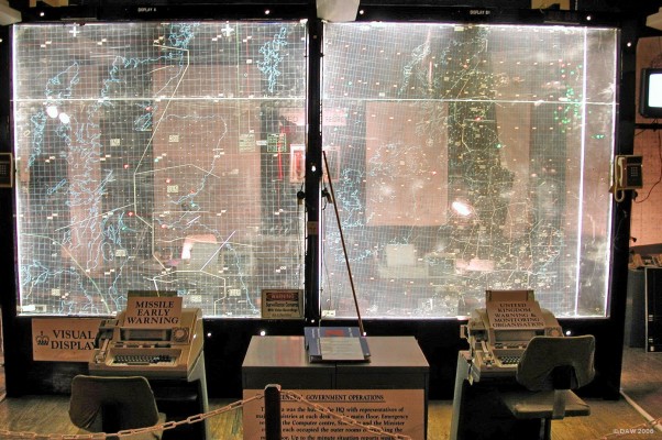 Region charts in Control Room of Troywood Bunker, Anstruther
These charts show how the UK was divided into civil defence regions, each with their own command post similar to this one.  The [url=http://www.secretbunker.co.uk/index.asp]Troywood bunker[/url] was one of the biggest in Scotland and had dormatories and canteen for all those in it.  It had its own generator, telephone exchange and air filtration system and was in theory able to withstand a near miss from a 20kt nuclear weapon.  It has been open to the public since 1994 and is well worth a visit.
