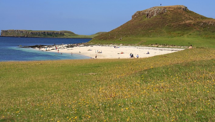 Coral Beach, Isle of SKye
Just past Dunvegan is this secluded coral beach, yes that really is people in the water.  The small island of Lampay is in the background.  [url=http://streetmap.co.uk/map.srf?X=122382&Y=854642&A=Y&Z=115/] Map location. [/url]
