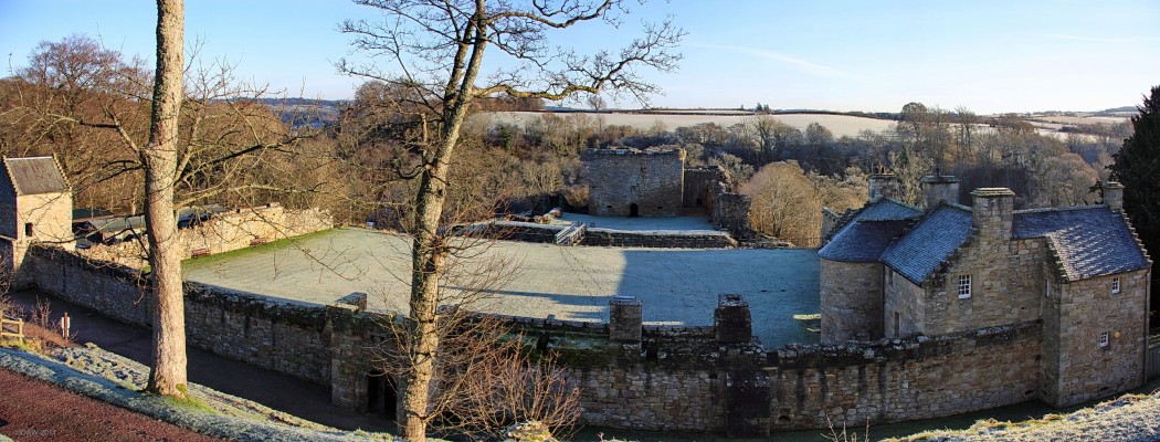 Craignethan Castle, Crossford
Built in 1532 it is an early example of an artillery fortification.  The main tower house in in the centre of the photo behind a very deep ditch.  There is a steep drop down to the river Nethan behind the tower house.  The building in the foreground was built after the castle was abandoned as a fortification. [url=http://www.streetmap.co.uk/map.srf?X=281503&Y=646374&A=Y&Z=115&ax=281503&ay=646374/] Map location. [/url]
