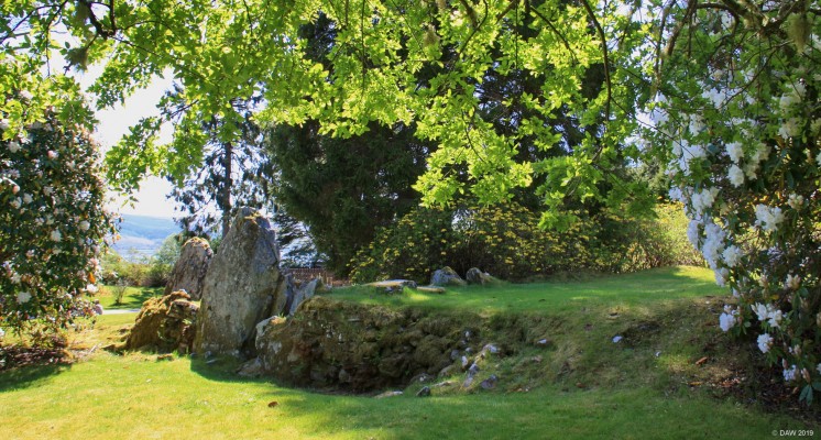 Crarae Gardens, Chambered Cairn
A view of the chambered cairn within the grounds of Crarae gardens.  The cairn was excavated in the 1950's and three sets of bones were found within the tomb.  Carbon dating those bones gave a result of around 4,000 BC. [url=http://streetmap.co.uk/map.srf?X=198558&Y=697319&A=Y&Z=120/] Map location. [/url]
