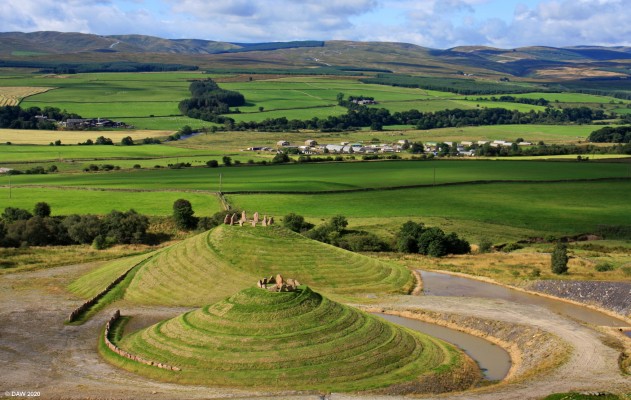 The Milky Way and Andromeda, Crawick Multiverse
A representation of own galaxy (The Milky Way) in the foreground and our nearest neighbouring Galaxy, Andromeda in the background.  Our galaxy and Andromeda are on a collision course, but I wouldn't worry, its 4 billions years in the future.  The spiralling mounds are about 20 metres high.
