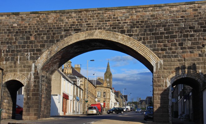 Cullen, Moray
Looking up through the railway Arch at Cullen, the Bridge and railway line was built by the Great North of Scotland and open 1886, the line closed in 1968.  [url=http://streetmap.co.uk/map.srf?X=351118&Y=867223&A=Y&Z=115/] Map location. [/url]
