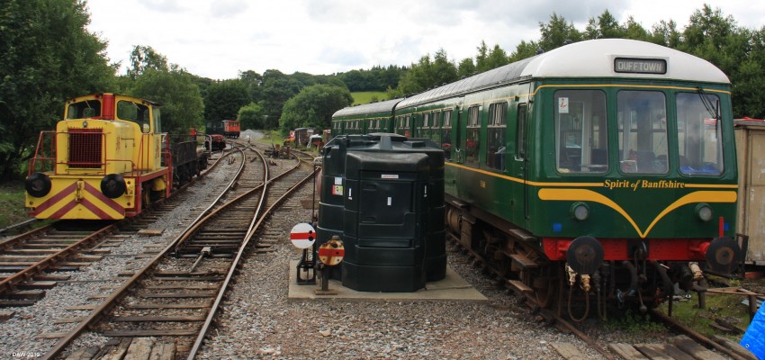 Dufftown Railway
The [url=https://keith-dufftown-railway.co.uk/] Keith to Dufftown Railway [/url] is a volunteer run heritage railway line between the towns of Keith and Dufftown.  Its claim to fame is that it is the most northly heritage line in the UK.  It runs regular services during the summer on trains like the one show here, a Diesel Multiple Unit dating from the late 1950's and early 60's.
