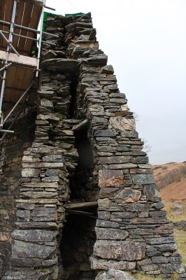 Wall construction at Dun Telve Broch
The best example on mainland Scotland of a Broch is seen here near Glenelg.  The walls that remain rise to about 10m but half the building is missing.  This gives an opportunity to see the clever double wall design that enables it to be so high but still strong. [url=http://www.streetmap.co.uk/map.srf?X=182965&Y=817245&A=Y&Z=120/] Map location. [/url]
