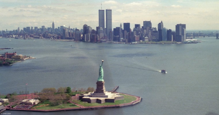 Ellis Island and Manhatten, 1989
An iconic late 20th century view of Manhatten from above Ellis Island, only spoilt by the fact it was taken through glass on a helicopter so its a bit fuzzy.
