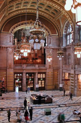 Entrance hall, Kelvingrove Art Gallery & Museum, Glasgow
The entrance hall that greets the visitor to what must be Glasgows most impressive Museum and Art Gallery.  It opened its doors in 1901 having cost over �250,000 to complete.  In 2001 funding of �27.9m was raised for a major restoration of the building which started in 2003 and was completed by 2006.  More space was created by opening up the basement and building a storage area off site, the end result is a world class museum..... which thanks to Glasgow Council, remains free to all.
