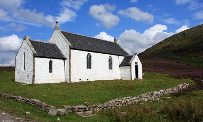 Eriboll Church, Loch Eriboll, Sutherland
Built in 1804 and located pretty much in the middle of no where on the road between Durness and Tongue.  It was also used as the school house at one time, it is owned by Eriboll estates and can apparently be hired for [url=http://www.highlandcountryweddings.co.uk/wedding-collection/eriboll-church-country-estate/] weddings [/url] if you can find your way to it.
