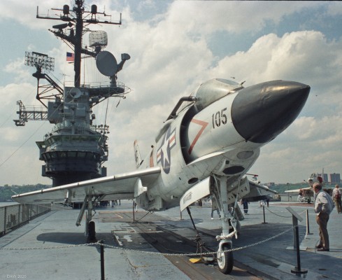 F3 Demon, USS Intrepid, 1989
A McDonnell f3H Demon on the flight deck of the USS Intrepid Air and Space Museum at New York City in 1989.
