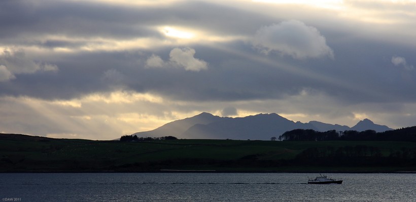 Arran from Largs
The winter sun sending shafts of light over Arran as seen from Largs.
