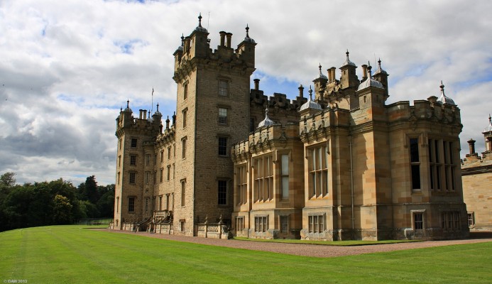 Floors Castle
From the rear the castle has a commanding view out over the river Tweed.  It is he largest inhabited Castle in Scotland and is home to the Duke and Duchess of Roxburghe.  [url=http://www.streetmap.co.uk/map.srf?X=371209&Y=634708&A=Y&Z=115/] Map location. [/url]
