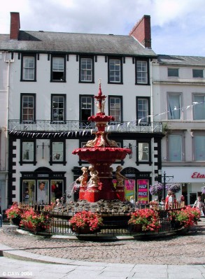 Fountain in main shopping area, Dumfries
