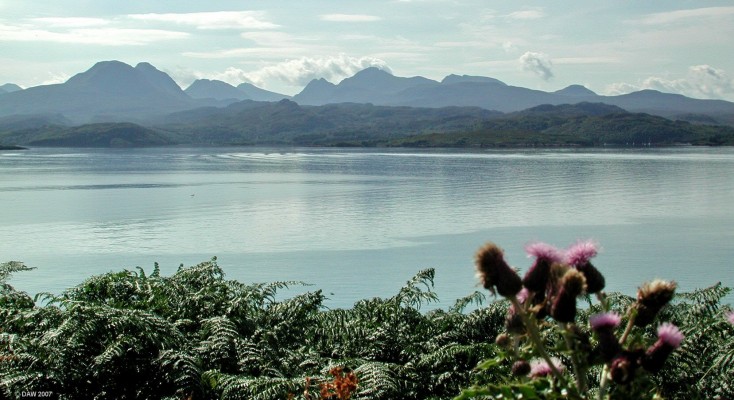 Gair Loch, Wester Ross
Looking south across Gair Loch from the village of Gairloch.  In the distance the Torridon and Applecross mountains can be seen.  [url=www.multimap.com/map/browse.cgi?lat=57.7301&lon=-5.7019&scale=25000&icon=x/]Map location[/url]
