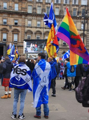George Square Glasgow, 2018
Taken at an event held in the centre of Glasgow during an[url=https://www.facebook.com/AllUnderOneBanner/]"All Under One Banner" [/url] Rally.  At that time there still seemed momentum for Independence after the Brexit vote but since then any attempts at another referendum have been denied by the UK Government.
