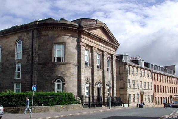 George Street, Paisley
A view along George Street in Paisley.  In the foreground is the Catagory B listed building of St George's Church dating from 1819.  [url=http://www.streetmap.co.uk/map.srf?X=248216&Y=663717&A=Y&Z=110/] Map Location. [/url]
