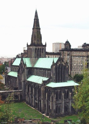 Glasgow Cathedral
The earliest parts of the cathedral date from about the 12th century.  This view is from the Necropolis, the large stone building to the right is the old Royal Infirmary
