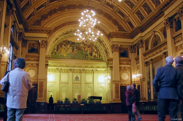 Glasgow City Chambers, Main Hall
The main hall where formal receptions are held.  When the building was first opened to the public in 1888, it's said that ordinary Glaswegians were shocked at the level of opulence throughout the building.  At the time Glasgow had some of the worst depravation in Scotland
