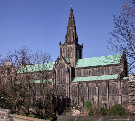 Glasgow Cathedral from the south
Little is known of the buildings that occupied this site before the 12th century.  The first stone church was consecrated around 1136 but later destroyed by fire.  It was replaced by a larger one in 1197 and from then on was added to and altered at varies times until the present day.   The [url=http://www.glasgowcathedral.org.uk/] Cathedral [/url] is open to the public during the day.
