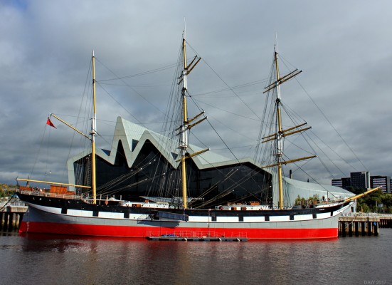 The Glenlee Tall Ship, Glasgow
[url=http://thetallship.com/erracms/pages/thetallship.aspx?a=6/]SS Glenlee [/url] at the Riverside Museum in Glasgow as seen from the south side of the river at Govan. Glenlee was built at the Bay Yard in Port Glasgow in 1896.  She is a steel 3 masted Barque with a length of 245ft designed for carrying bulk cargo.  The ship returned to the Clyde in 1992 to be restored by the Clyde Maritime Trust.
