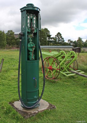 Hand crank fuel pump, Highland Folk Museum
This is the sort of thing you would have found on farms or rural areas, I wouldn't want to fill a bus with one.
