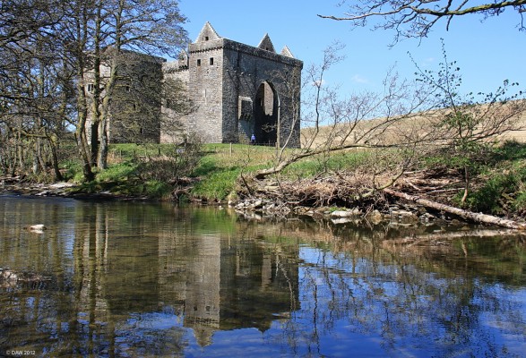 Hermitage Castle, Scottish Borders
A view of the ruins of the 13th century castle reflected in Hermitage Water.  It is one of Scotland's most distinctive Castles due to the large arches on two sides and also its remote location.  [url=http://www.streetmap.co.uk/map.srf?X=349775&Y=595990&A=Y&Z=115/] Map location. [/url]

