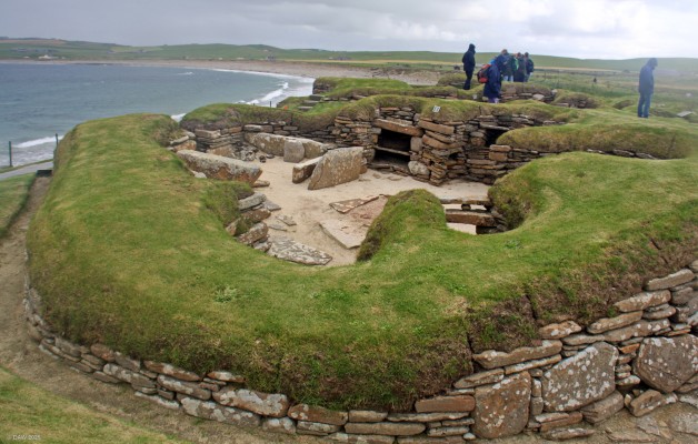 House 8, Skara Brae Neolitrhic settlement
House 8 is seperate from the other buildings, it is described as a "workshop" although its exact purpose is still debated.  Although it has a central hearth it has no beds or dresser.
