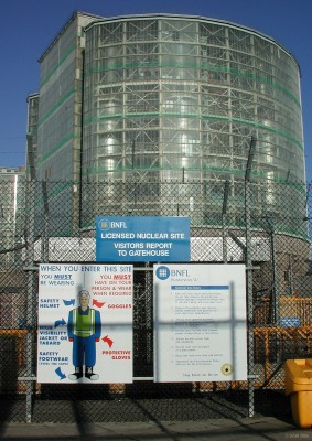 What not to wear
One of the reactor buildings at Hunterston A Power station.  Hunterston A has been in the process of being decomission since its last reactor was shut down in 1990.  It was one of 11 british designed Magnox reactors built between 1956 and 1971, Hunterston A opened in 1964.  The magnox design uses pressurised Carbon Dioxide to carry heat away from the reactor.  In this picture you can see through the glass 3 of the large heat exchangers which  produced steam to power the generator sets.
