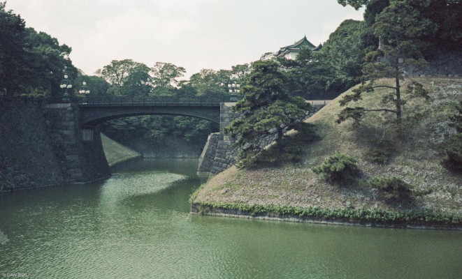 The moat around the Imperial Palace, Tokyo 1985
The palace is the normal residence of the Emperor of Japan.  At the time this photo was takenin 1985 the Emperor was Hirohito who had been on the throne since 1926.  He died in 1989 and was suceeded by Akihito who subsequently abdicated in 2019 making Naruhito the present day Emperor of Japan.
