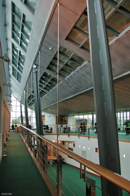Inside India of Inchinnan
Inside the new extension at the rear of the Grade A listed India of Inchinnan building.  With great imagination the architects (Gordon Gibb) have modelled it along the lines of an airship.  In this photo you get the impression of being underneath a berthed Airship.  The significance being that the site is where Beardmore's Aircraft factory once stood and was the birth place of the famous R34 Airship.
