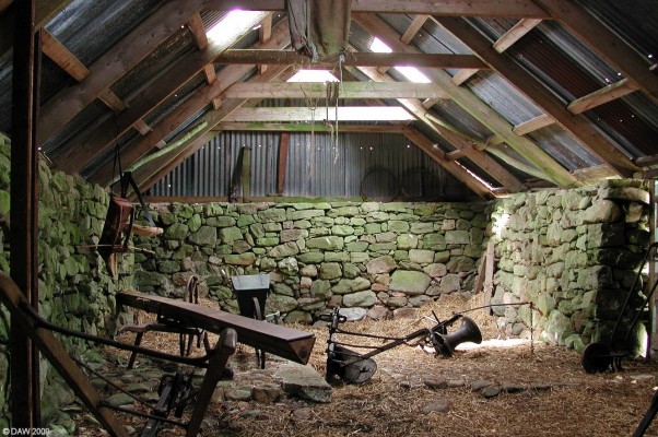 Barn at Auchindrain Museum
Inside one of the barns at [url=http://www.auchindrain-museum.org.uk/] Auchindrain Museum[/url].   Notice that the walls are dry stone, ie no mortar.
