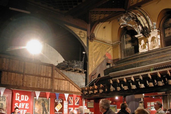 Inside the Britannia Panopticon Music Hall
|This view is looking towards where the stage would have been but building work since it closed has partly blocked it off.  The music hall closed in 1938 since by then many cinemas had opened up around Glasgow.  It was 'rediscovered' in the late 1990's having been used as a storage space since it closed in 1938.  The catagory A listed building is now in the hands of a [url=http://www.britanniapanopticon.org/] trust [/url]
