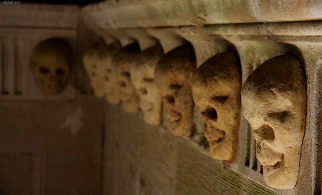 Inside the Johnstone Mausoleum, Bentpath
Dead heads inside the Mausoleum of Sir James Johnstone of Westerhall. Designed by Robert Adam and restored by the Solway Heritage Trust in 1998. [url=http://www.streetmap.co.uk/map.srf?X=331273&Y=590347&A=Y&Z=115/] Map location. [/url]
