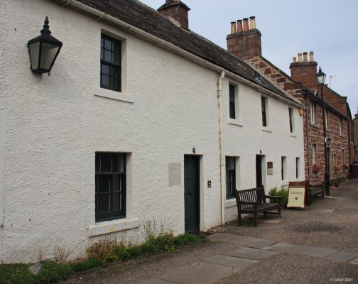 Birthplace of J. M. Barrie, Kirriemuir
The white house on the right is the birthplace of the famous Scottish Author, J. M. Barrie in 1860, probably best remembered as the creator of Peter Pan.  He died in 1937 and is buried in Kirriemuir.  The house is now owned by The National Trust for Scotland and is open to the public during the summer.
