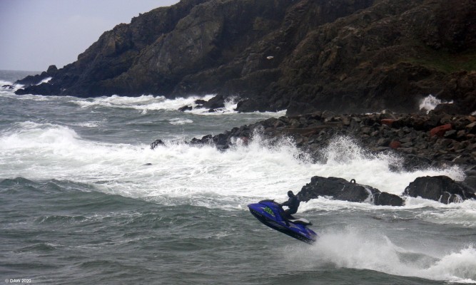 Jet Skier, Portpatrick
A jet Skier takes advantage of a blustery late September day at the entrance to Portpatrick harbour.
