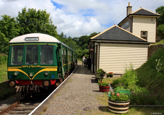 Keith Railway Station
The Keith Railway Station on the [url=https://keith-dufftown-railway.co.uk/] Keith & Dufftown Heritage Railway. [/url]  The train to Dufftown is waiting at the platfrom, an old Class 108 DMU that passengers of old on the Barrhead to Glasgow line will recognise.
