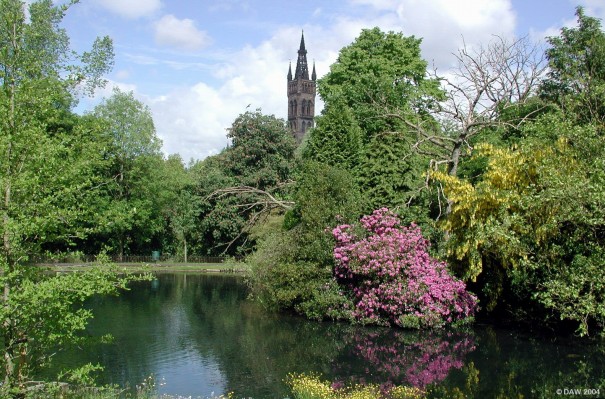 Kelvingrove Park, Glasgow
Located in the west end of the city and covering some 85 acres.  It was created in 1852 by Sir Joseph Paxton.  The Kelvingrove Art Gallery & Museum lies in its grounds.  This view shows the spire of Glasgow University in the background.
