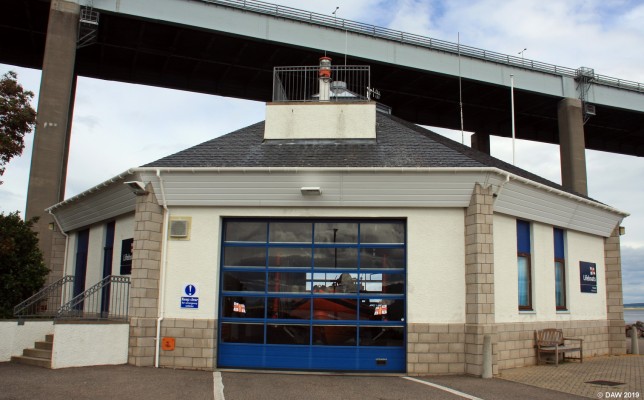 Kessock Lifeboat station
The unusual design has a door at either end and a separate slip way that lines up with each door.  The Kessock Brdige is only a short distance away.  [url=http://streetmap.co.uk/map.srf?X=266120&Y=847827&A=Y&Z=120/] Map location. [/url]
