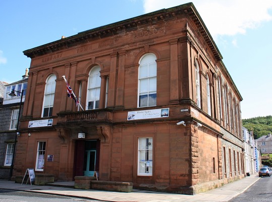 Kirkcudbright Town Hall
Opened in 1879, it used to house the Museum & Library.  The Museum is now across the road and the town hall is now often used for art exhibitions in the summer.  [url=http://www.streetmap.co.uk/map.srf?X=268378&Y=550907&A=Y&Z=115/] Map location. [/url] 
